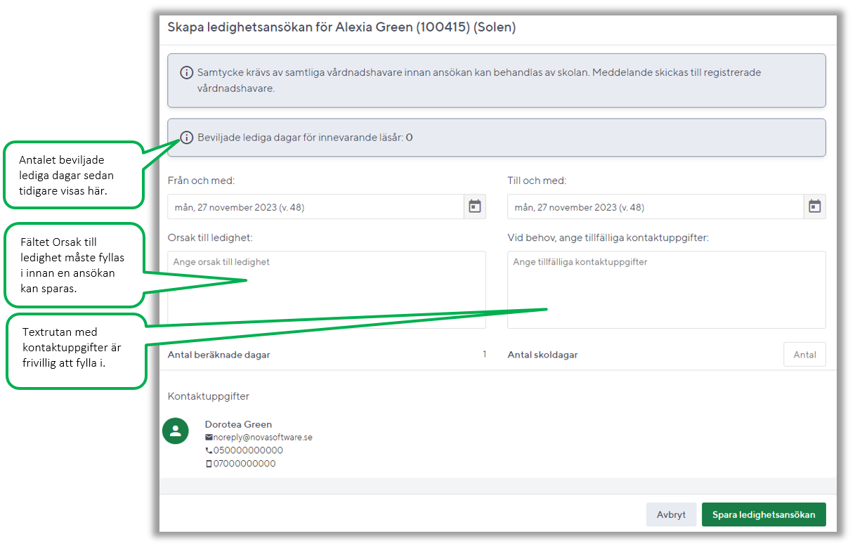 Formul&auml;r f&ouml;r skapa ledighetsans&ouml;kan