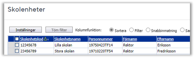 Skolenhetskod f&ouml;r respektive rektor