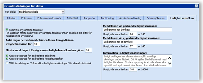 Checkboxar f&ouml;r grundinst&auml;llningar 