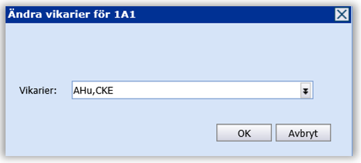 Visar hur man &auml;ndrar vikarier.