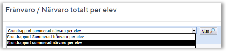 Sammanst&auml;llning f&ouml;r n&auml;rvaro/fr&aring;nvaro per elev