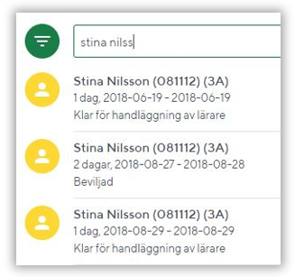 Filtrera p&aring; namn om listan &ouml;ver ans&ouml;kningar &auml;r l&aring;ng